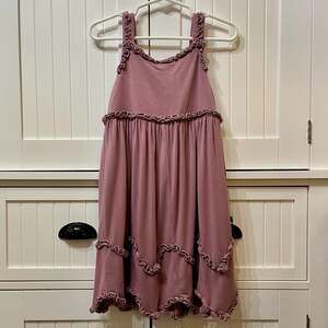 Kickee Kids Mauve Bamboo Ruffle Tiered Dress with Back Buttons